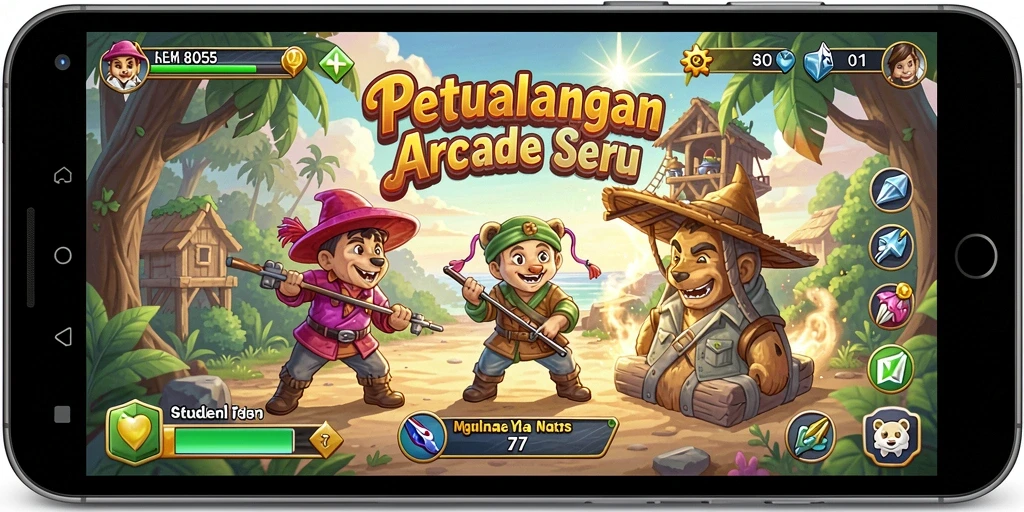 Tampilan gameplay seru dari 8055 dengan berbagai tantangan.