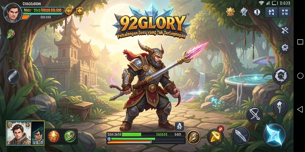 Screenshot gameplay 92GLORY menunjukkan keindahan dunia petualangan.