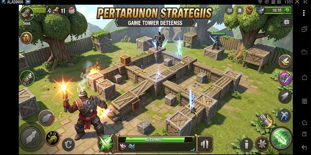 Screenshot utama ALADIN66 menampilkan aksi seru permainan Tower Defense.