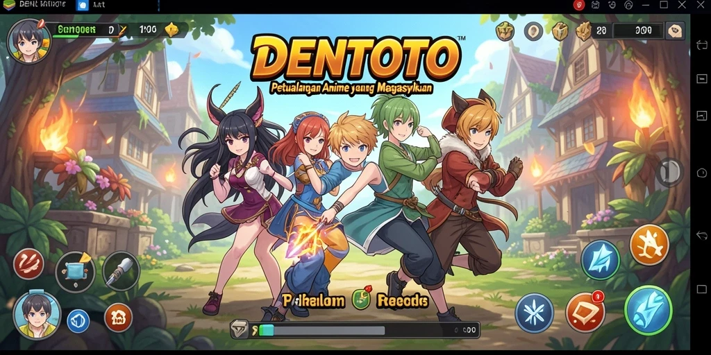 Screenshot DENTOTO menampilkan aksi seru dalam dunia Anime.