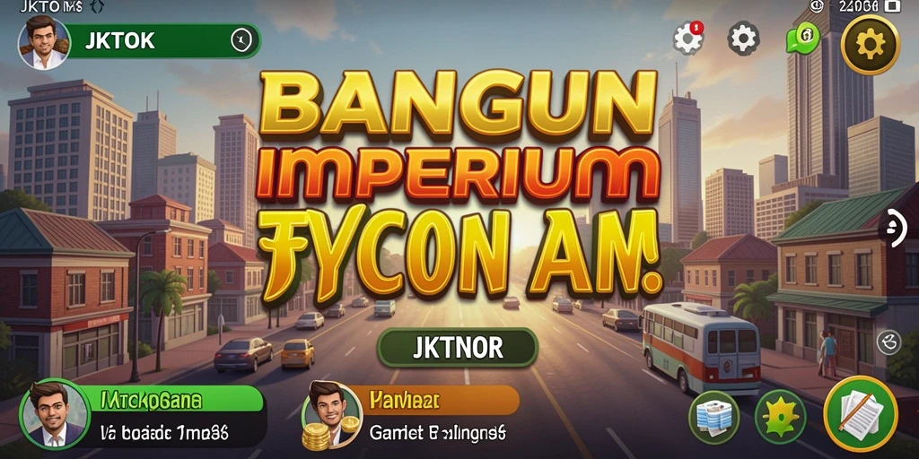 Screenshot gameplay JKTOK menampilkan pengelolaan bisnis dan strategi unik.
