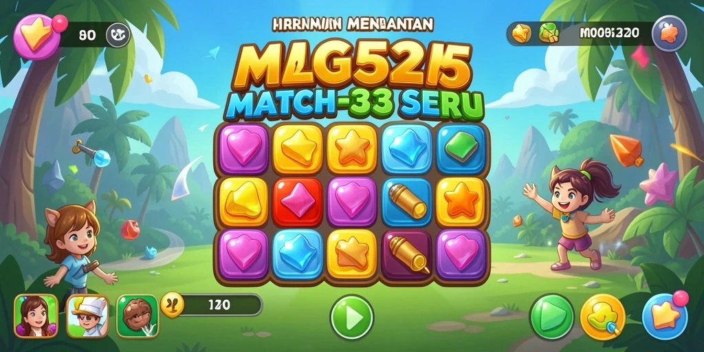 Tampilan gameplay seru dalam MG525 saat mencocokkan warna-warni objek.