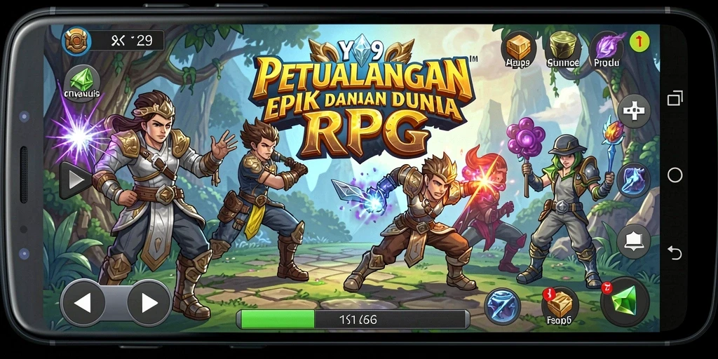 Tampilan gameplay Y89 dengan pertarungan RPG yang seru.
